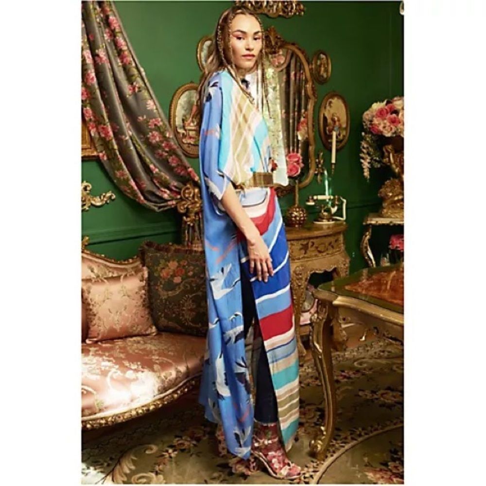 Aratta Silent Journey Miss America Maxi Kimono in Red White and Blue L/XL